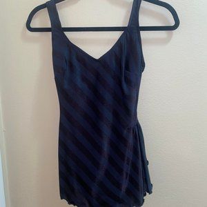 Vintage Robby Len Sz 12 Black Swim Suit Bathing Suit One Piece Skirt Union Made
